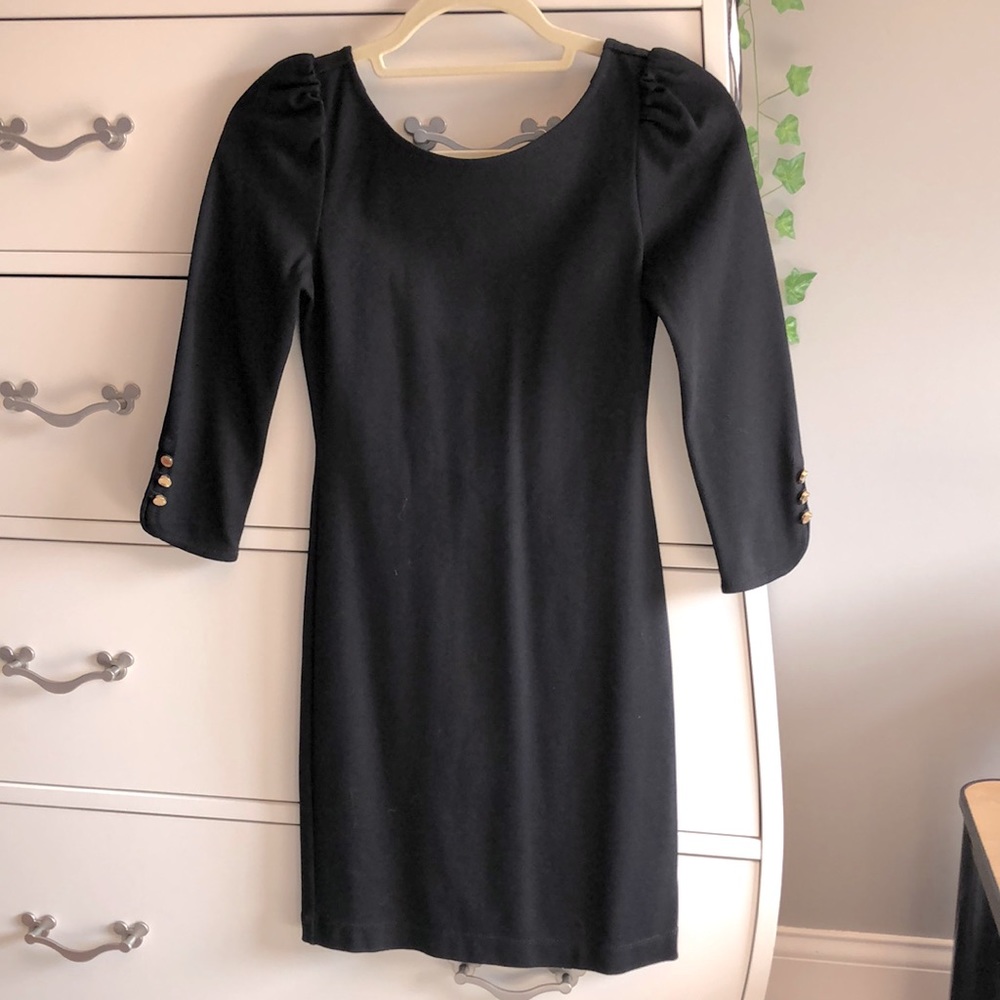 EUC Juicy Couture Little Black Bodycon Sleeved Zipper Dress (Size:P)